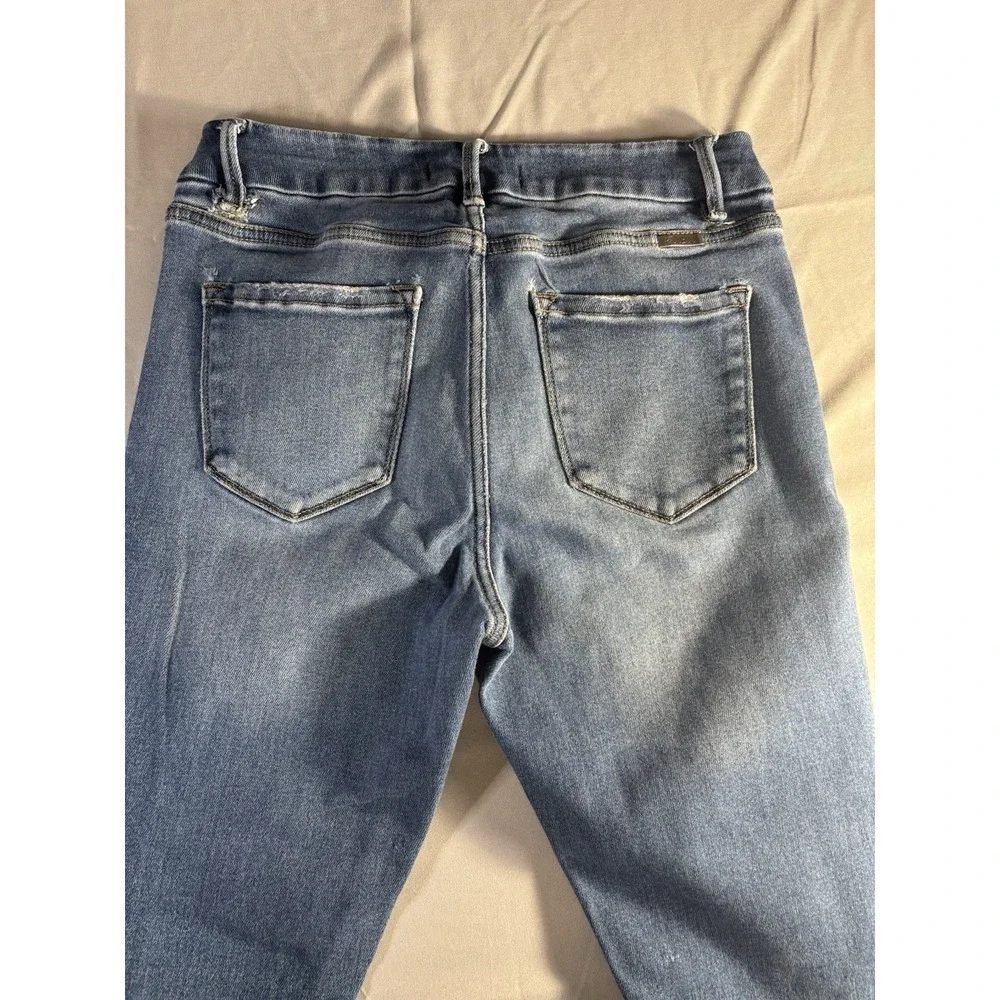 KanCan Curvy Women's Distressed Button‎ Fly Crop Skinny Jeans Raw Hem 11/29